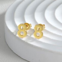 Gold Custom Number Earrings 8