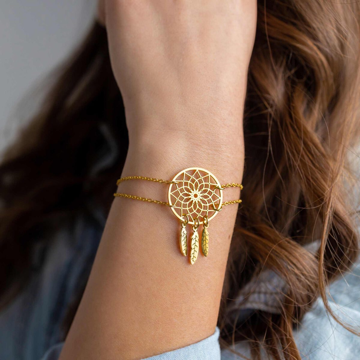 Gold Dreamcatcher Bracelet Model