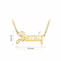 Gold Gothic Name Necklace Size Materials