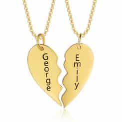 Gold Half Heart Necklace For Couples