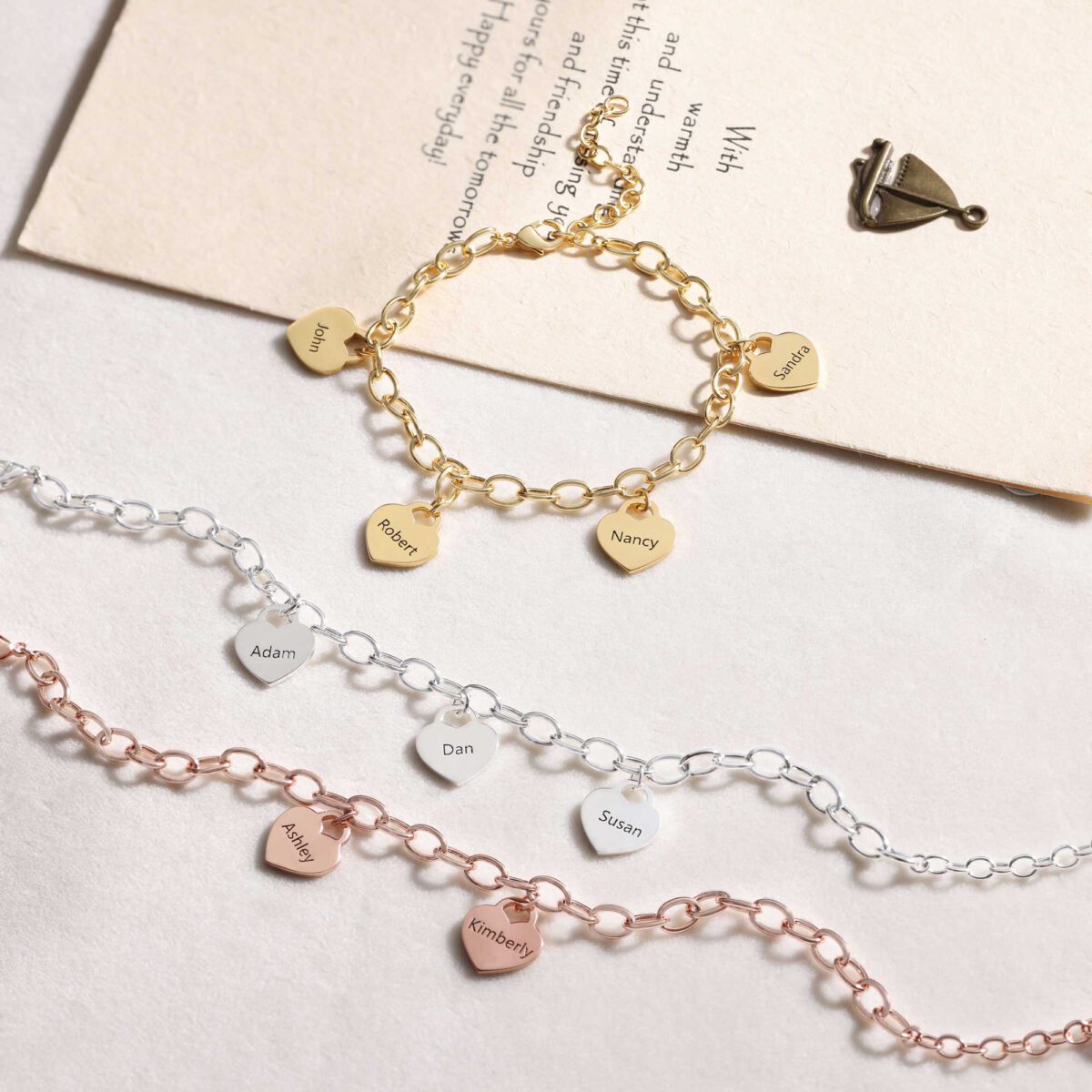 Gold Heart Charm Bracelet