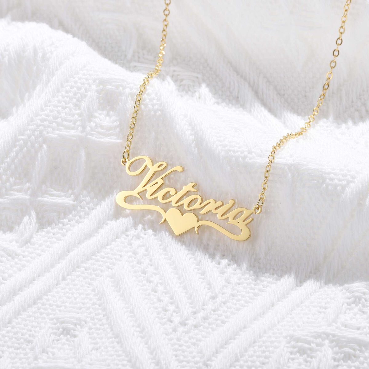 Gold Heart Pendant With Name