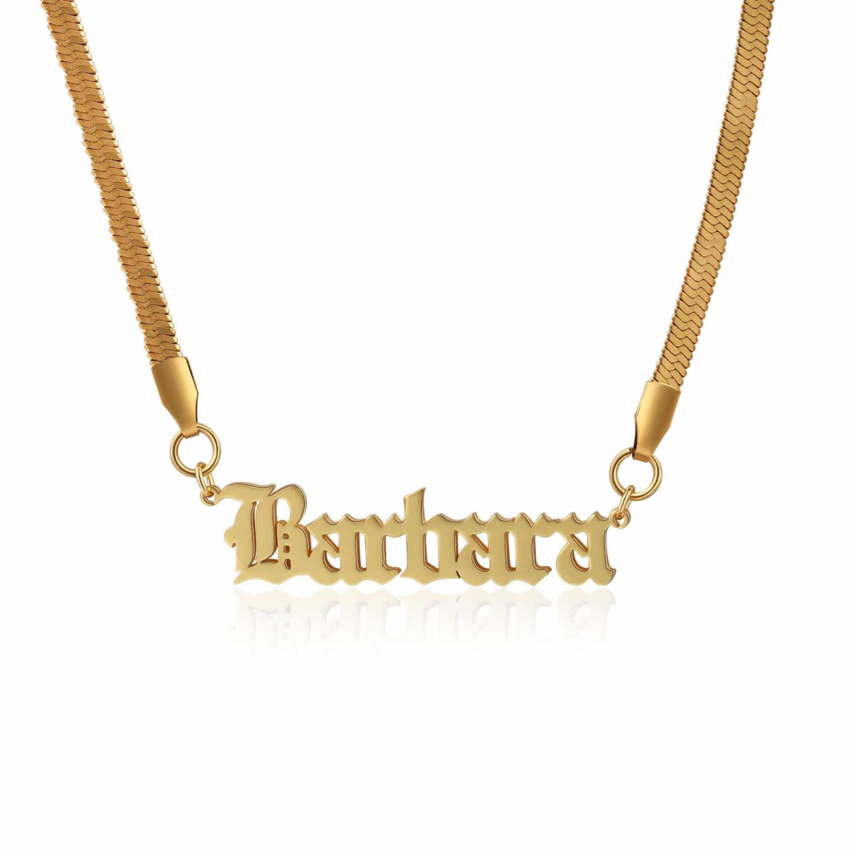 Gold Herringbone Name Pendant