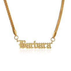 Gold Herringbone Name Pendant