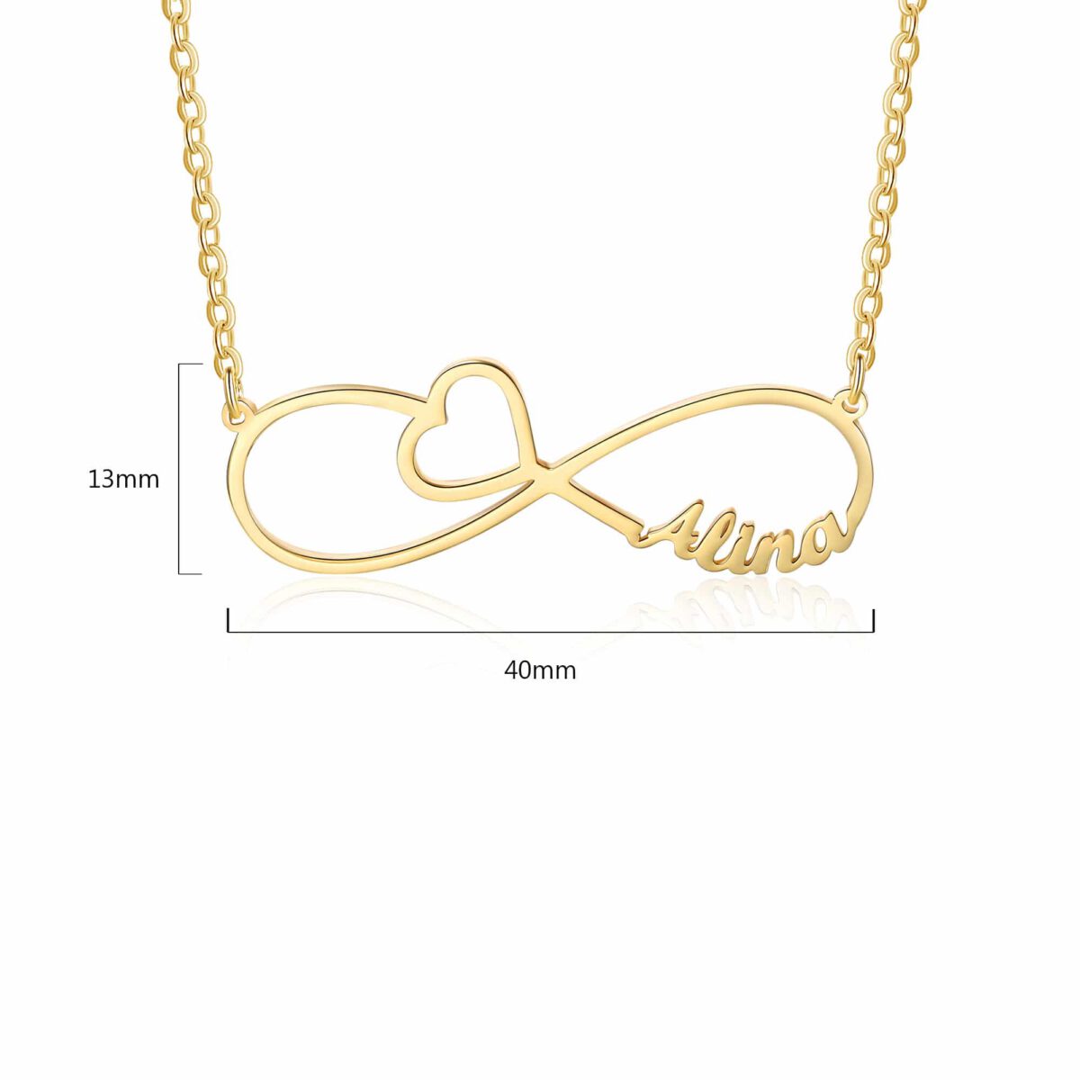 Gold Infinity Name Necklace Size Material