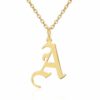 Gold Initial Necklace Gothic