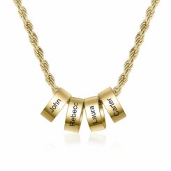 Gold Mom Charm Necklace With 1-8 Names