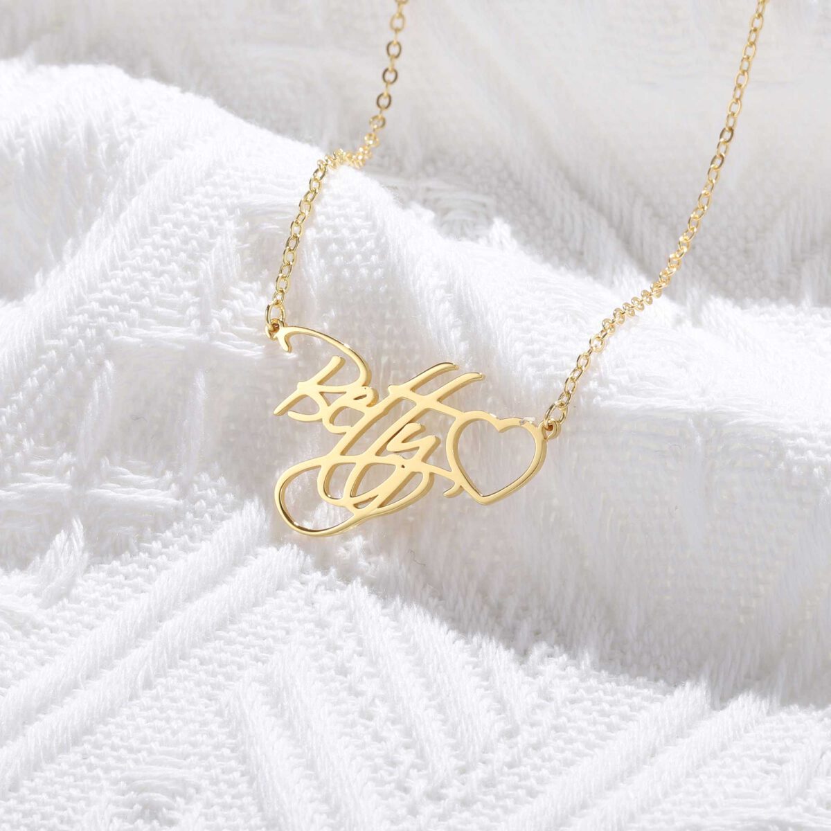 Gold Necklace With Name In Cursive Gold