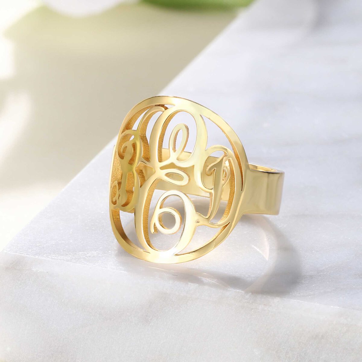 Gold Plated Initial Monogram Ring