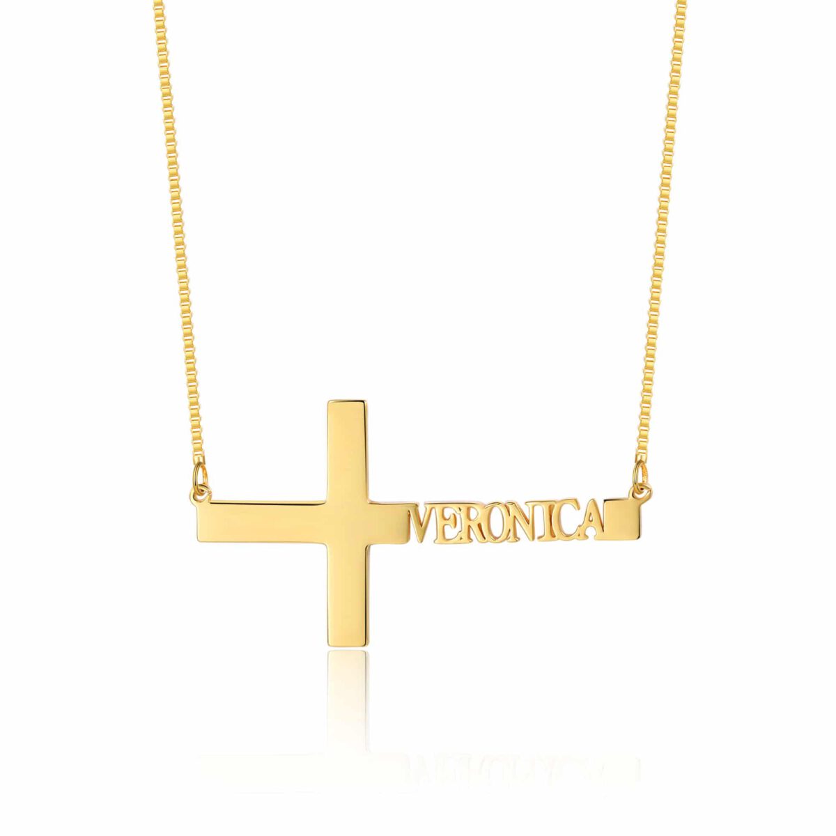 Gold Sideways Cross Necklace