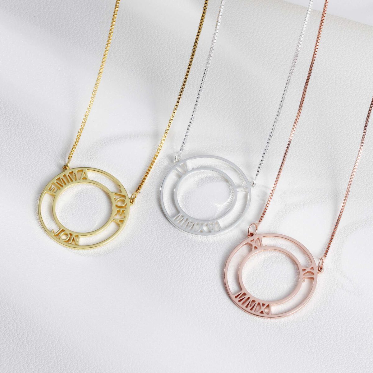 Gold Silver Circle Name Necklace