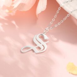 Gothic Initial Necklace Sterling Silver