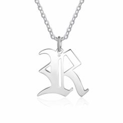 Gothic Initial Necklace Sterling Silver