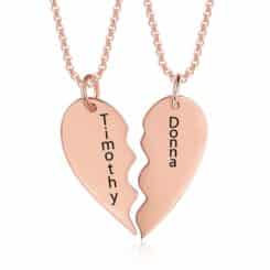 Half Heart Necklace For Couples Rose Gold