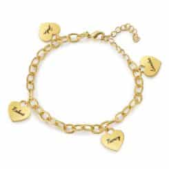 Heart Charm Bracelet Gold Personalized