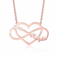 Heart With Infinity Sign Necklace Rose Gold