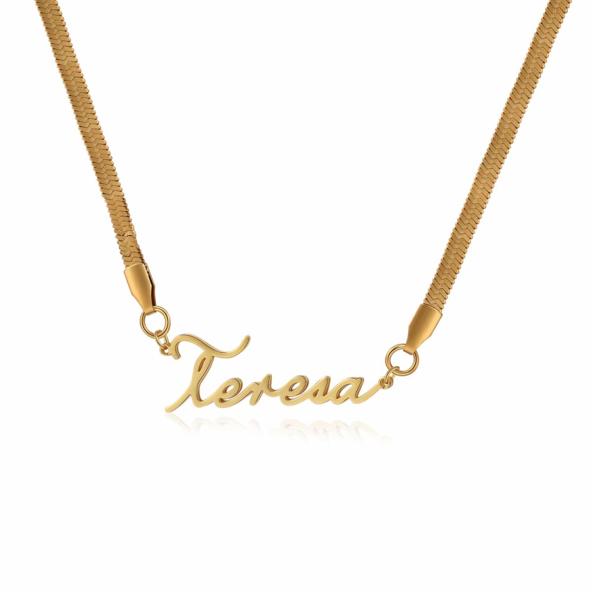 Herringbone Name Necklace Gold