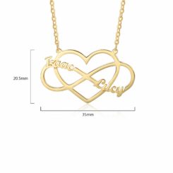 Infinity Heart Necklace Gold Size Materials