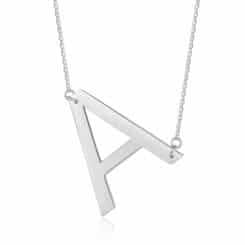 Large Initial Necklace Silver