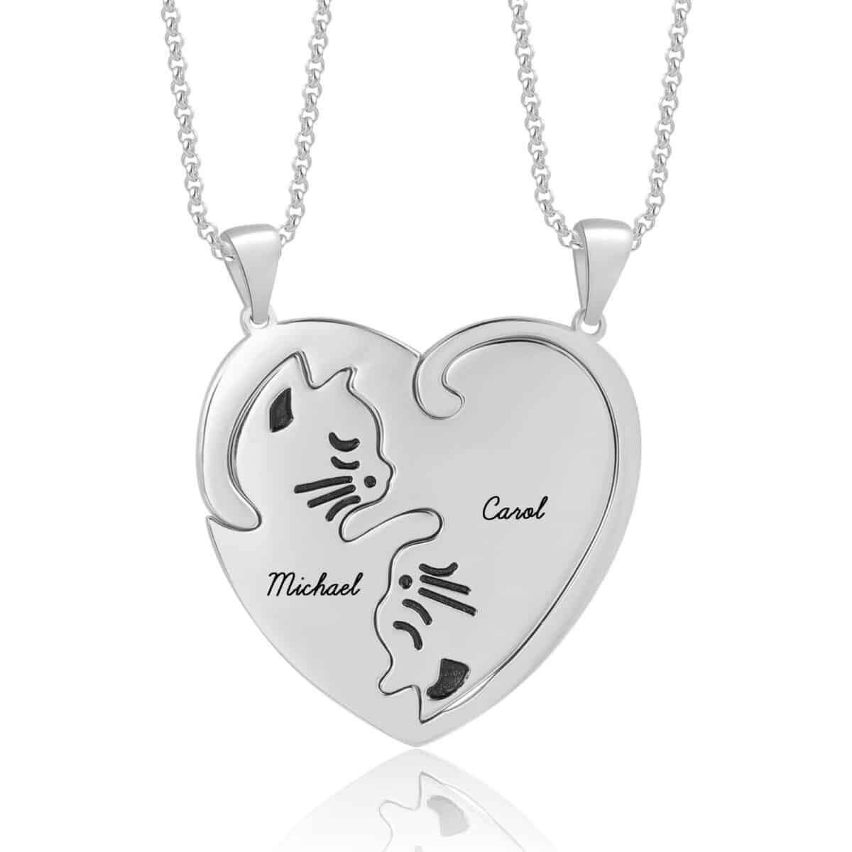 Personalized Matching Cat Necklaces Set Gold