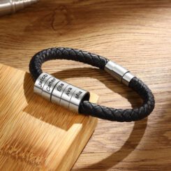 Men Bracelet Leather Kids Names