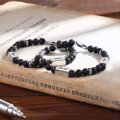 Men Onyx Bracelet Black Silver