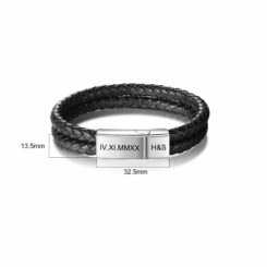 Mens Leather Bracelet With Names