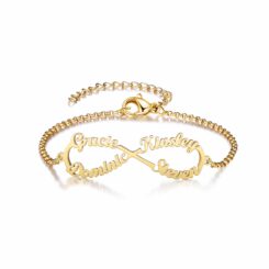 Mom Bracelet With 4 Names Gold