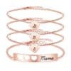 Mom Daughter Bracelets Set Of 3 Rose Gold Engraved