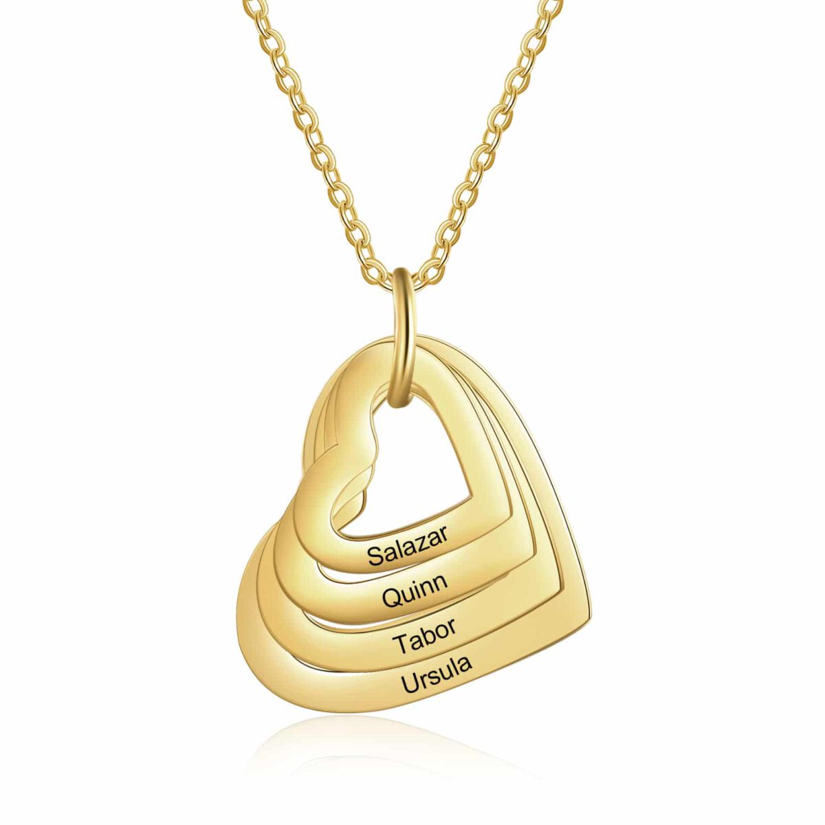 Mom Necklace With 4 Kids Names Gold