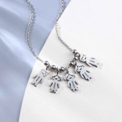 Mom Necklace With Kid Charms Silver