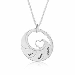 Mom Of 3 Necklace Silver