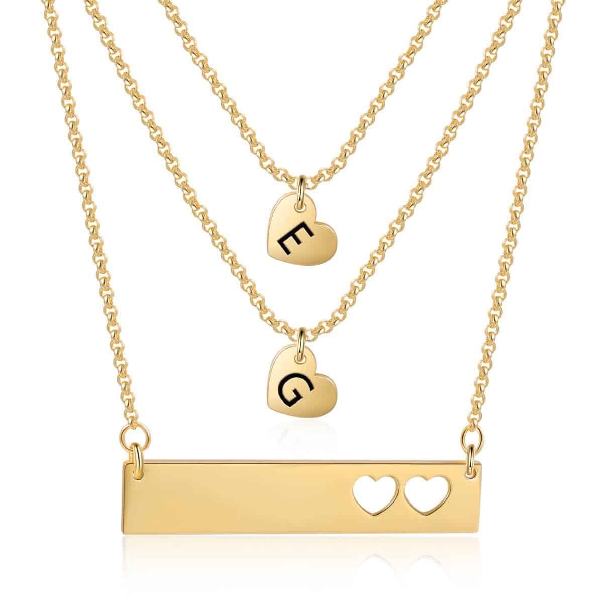 Mother And 2 Daughter Necklace Gold