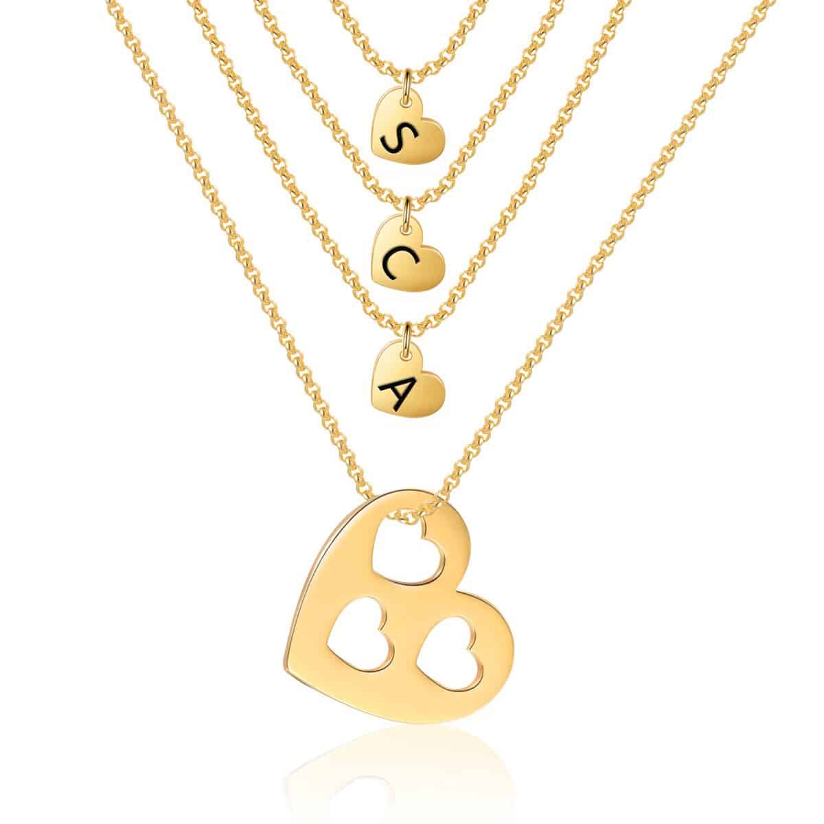 Mother Daughter Necklace Set Of 4 Gold With Initials