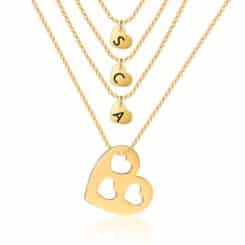 Mother Daughter Necklace Set Of 4 Gold With Initials