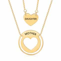 Mother Daughters Necklace Set Gold