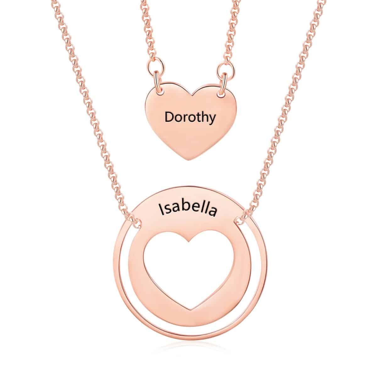 Mother Daughters Necklace Set Rose Gold