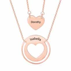 Mother Daughters Necklace Set Rose Gold