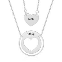 Mother Daughters Necklace Set Silver Personalized