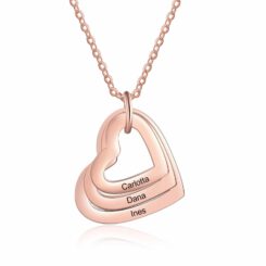 Mothers Day Necklace Rose Gold 3 Kids Names