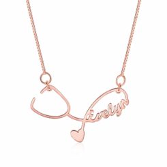 Nurse Stethoscope Necklace in Rose Gold