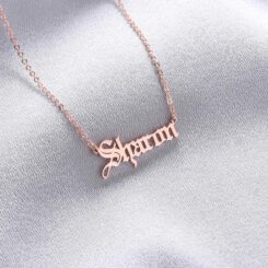 Old English Necklace Name Rose Gold