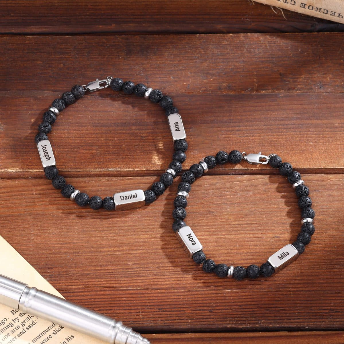 Onyx Bracelet for Men with Custom Engraving