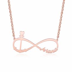 Personalized Anchor Infinity Necklace In Rose Gold