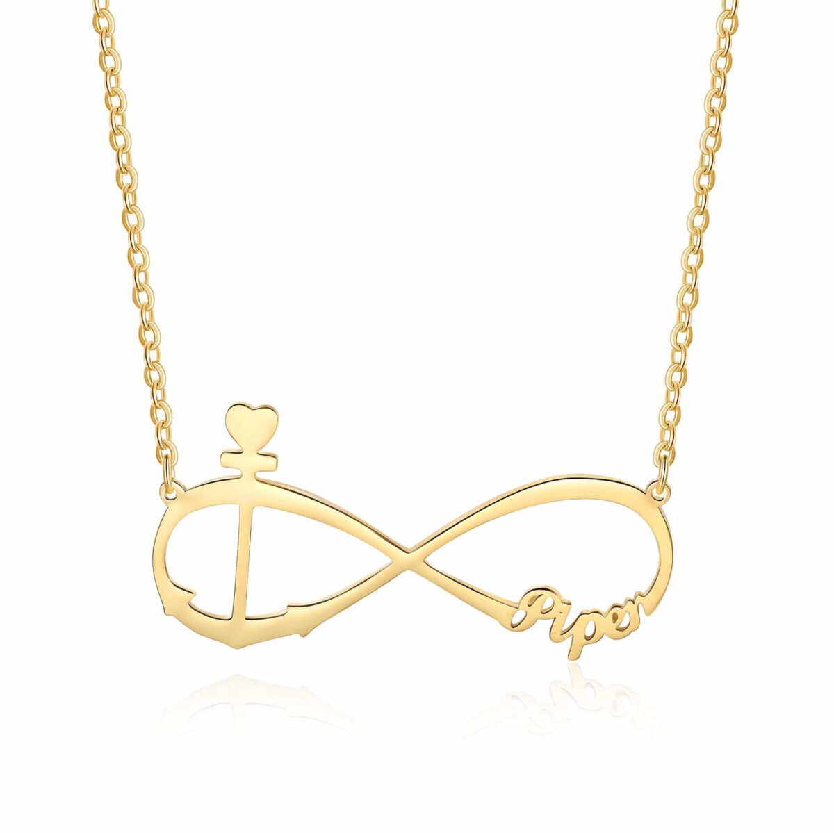 Personalized Anchor Necklace Infinity Gold