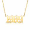 Personalized Gold Number Necklace Old English Font