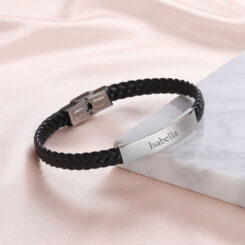 Personalized Leather Bracelet For Him And For Her