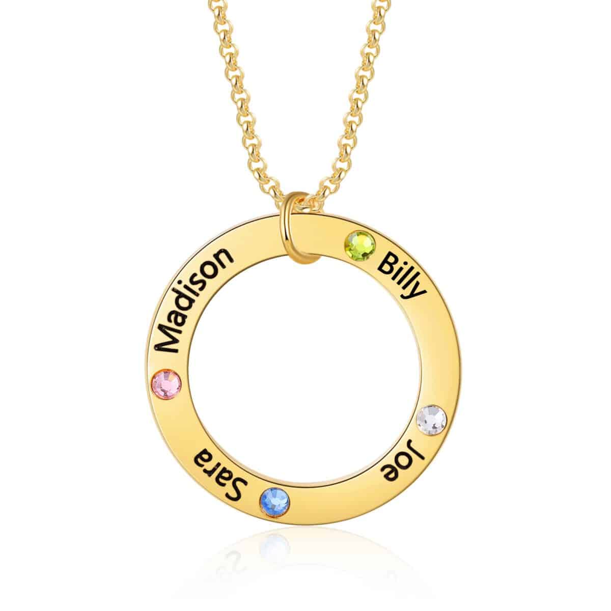 Personalized Mothers Birthstone Necklace Gold