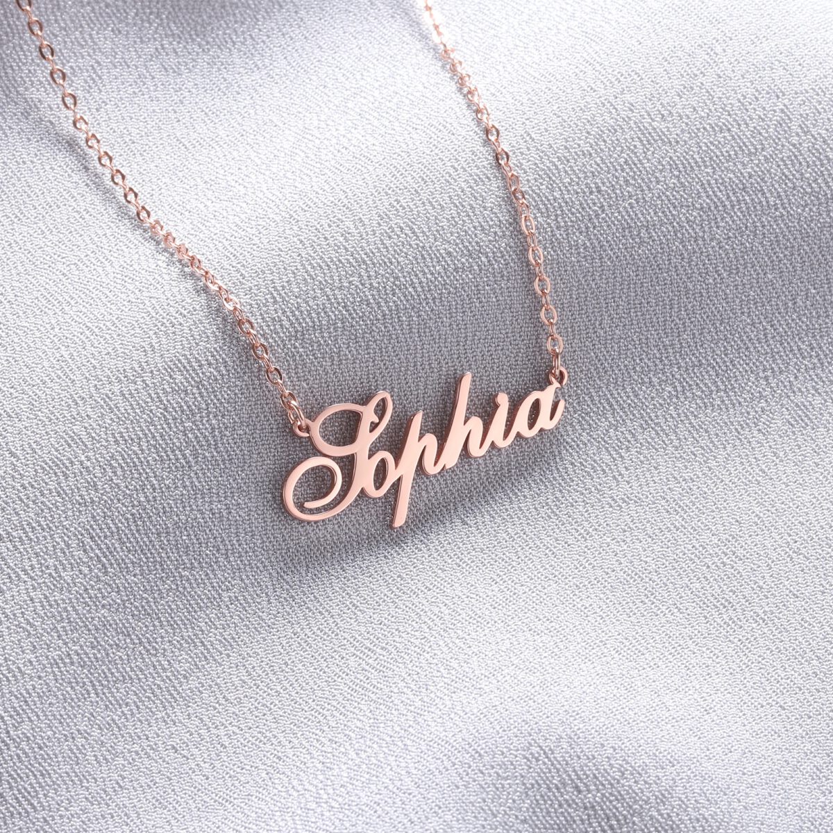 Personalized Name Plate Necklace Rose Gold