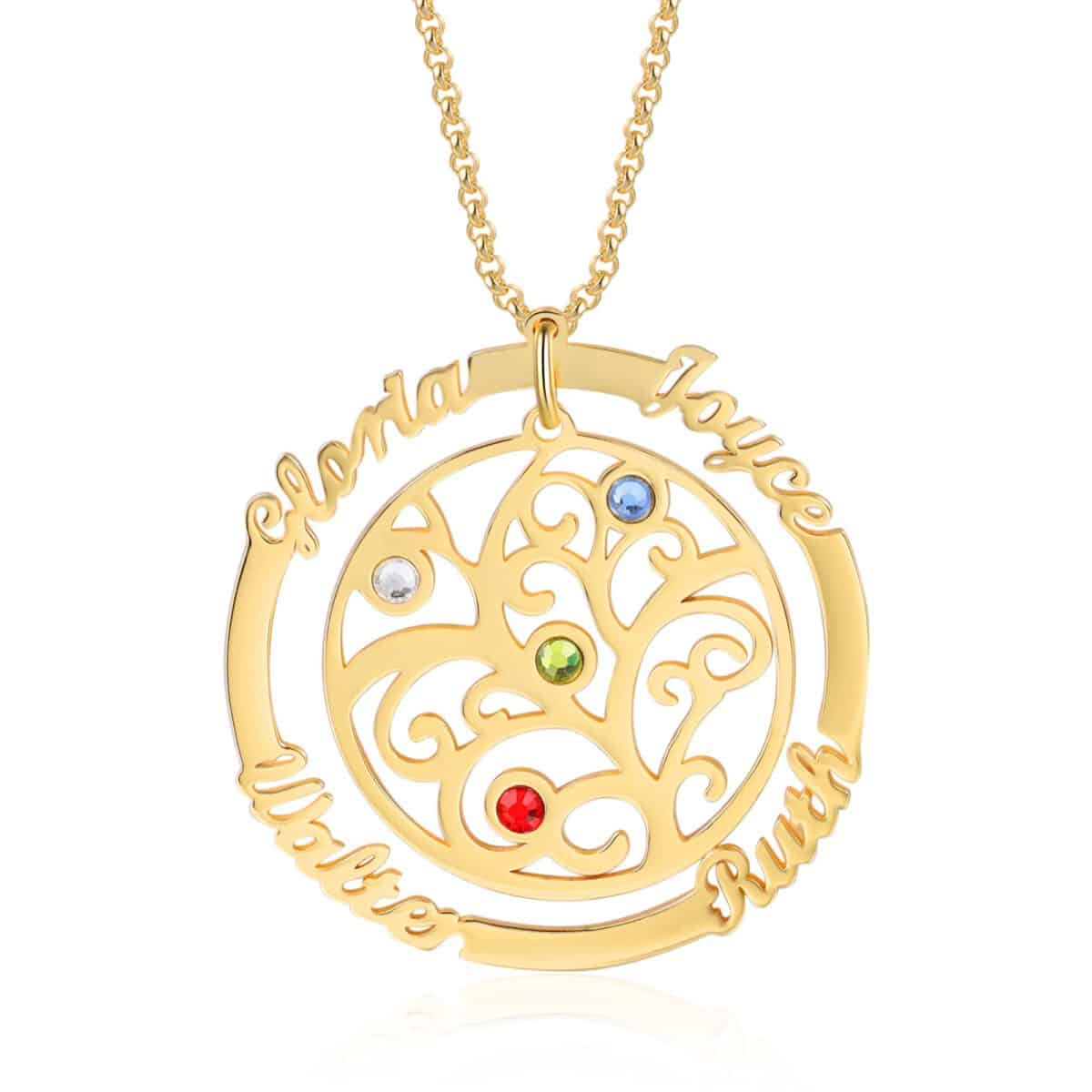 Personalized Necklace For Mom Gold Tree Of Life Necklace